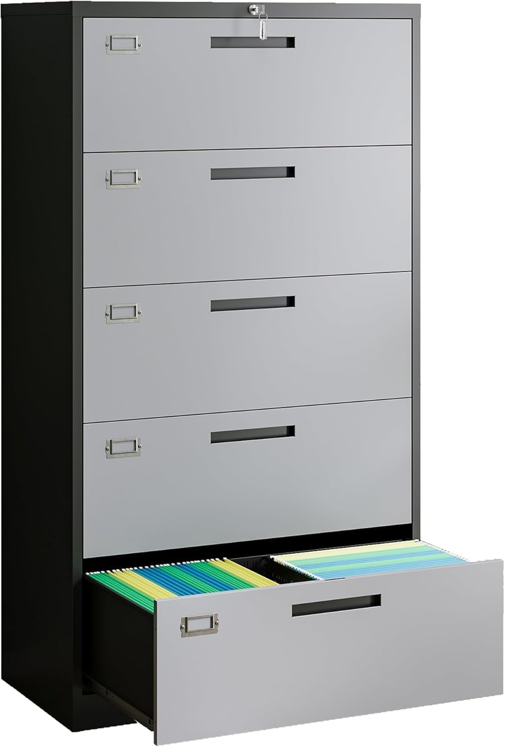Metal Lateral File Cabinets with Lock,2 Drawer Steel Wide Filing Organization Storage Cabinets,Home Office Furniture for Hanging Files Letter/Legal/F4/A4 Size (Blcak-2 Drawer)