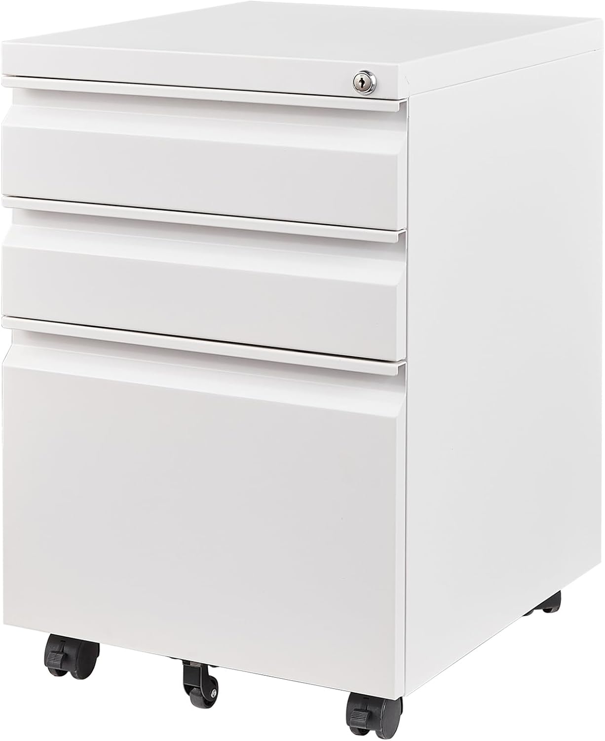 3 Drawer Mobile File Cabinet with Lock,Under Desk Metal Filing Cabinets for Home Office Organizer Letters/Legal/A4((Fully Assembled-Black)