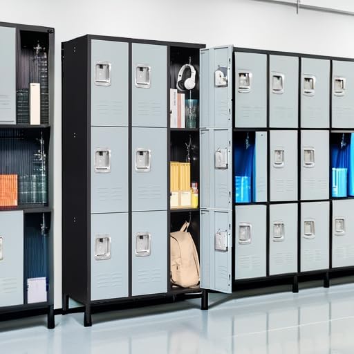 Metal Lockers for Employees-6 Door Storage Locker with Shelves and Lockable Steel Cabinet for School,Gym,Office,Staff (Gray, 6 Door)