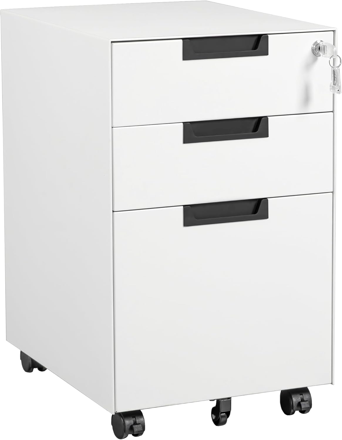 3 Drawer Mobile File Cabinet with Lock,Under Desk Metal Filing Cabinets for Home Office Organizer Letters/Legal/A4((Fully Assembled-Black)