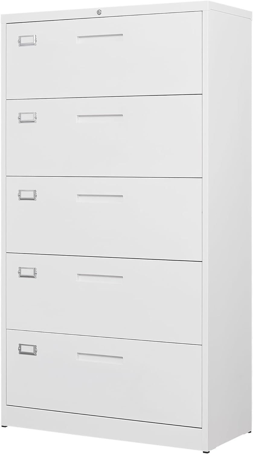 Metal Lateral File Cabinets with Lock,2 Drawer Steel Wide Filing Organization Storage Cabinets,Home Office Furniture for Hanging Files Letter/Legal/F4/A4 Size (Blcak-2 Drawer)