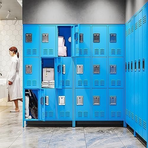 Metal Lockers for Employees-6 Door Storage Locker with Shelves and Lockable Steel Cabinet for School,Gym,Office,Staff (Gray, 6 Door)