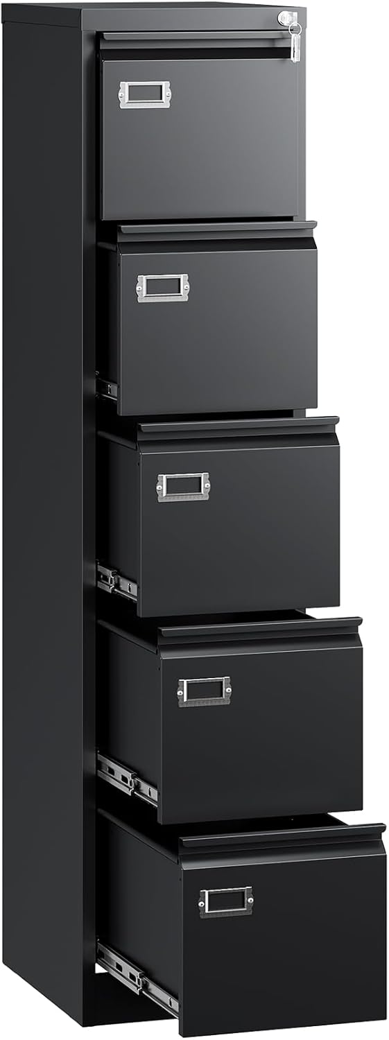 2 Drawer File Cabinet with Lock,Metal Office Small Filing Cabinets for Home Office,Storage Letter,Black-Easy Assemble