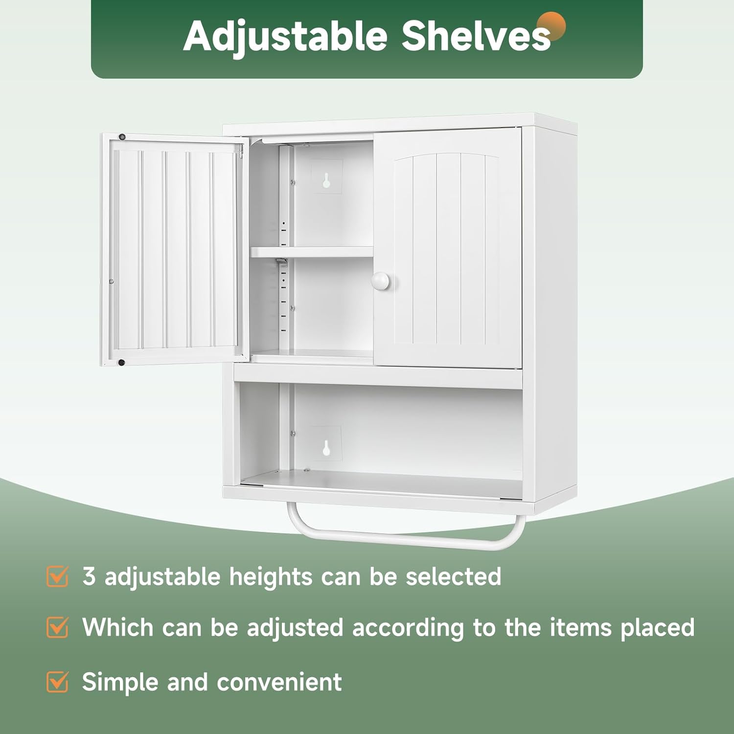 Metal Bathroom Wall Cabinet with 2 Doors,Medicine Cabinet with Towel Rack,Wall Mounted Storage Cabinet (Black)