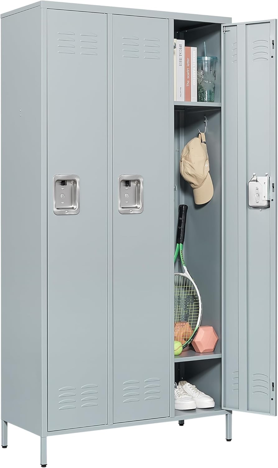 Metal Lockers for Employees-6 Door Storage Locker with Shelves and Lockable Steel Cabinet for School,Gym,Office,Staff (Gray, 6 Door)