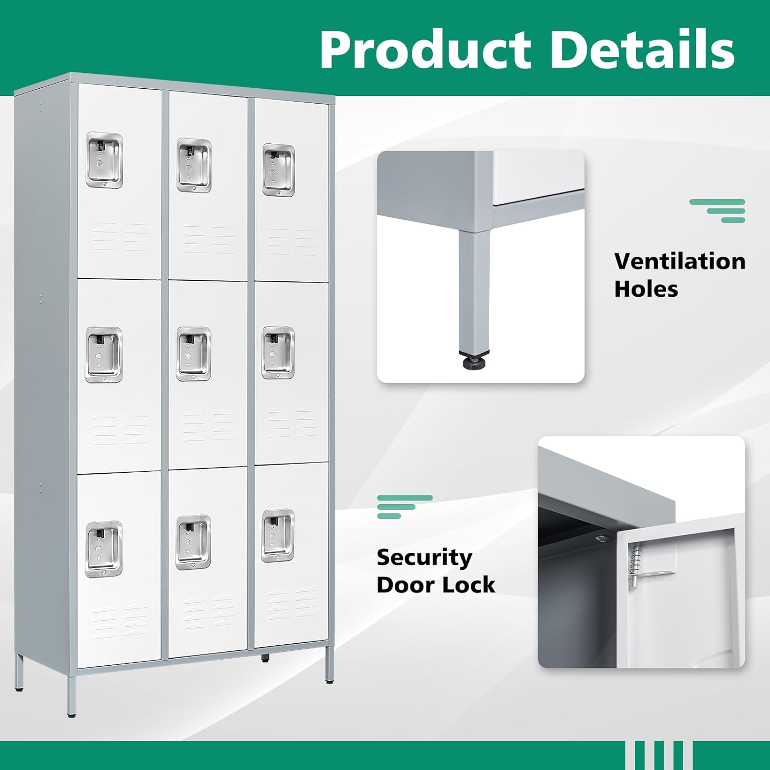Metal Lockers for Employees-6 Door Storage Locker with Shelves and Lockable Steel Cabinet for School,Gym,Office,Staff (Gray, 6 Door)