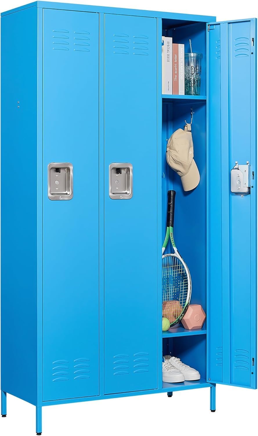 Metal Lockers for Employees-6 Door Storage Locker with Shelves and Lockable Steel Cabinet for School,Gym,Office,Staff (Gray, 6 Door)