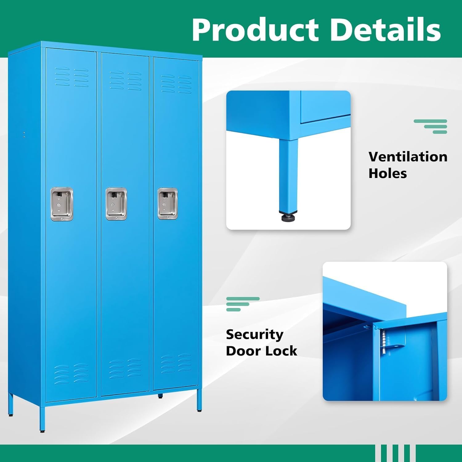 Metal Lockers for Employees-6 Door Storage Locker with Shelves and Lockable Steel Cabinet for School,Gym,Office,Staff (Gray, 6 Door)