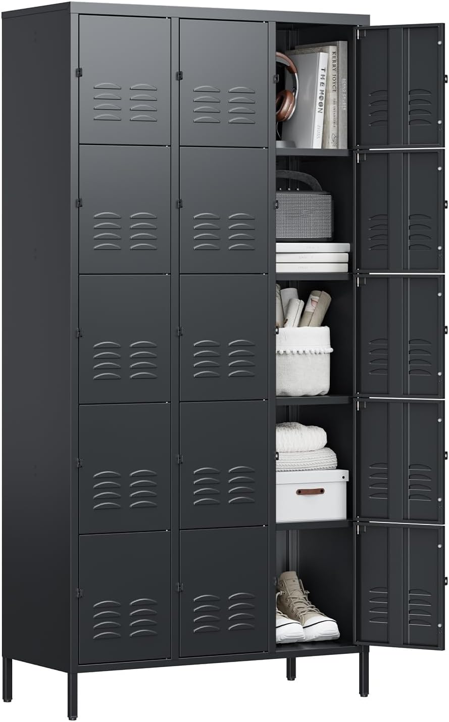 Metal Lockers for Employees-6 Door Storage Locker with Shelves and Lockable Steel Cabinet for School,Gym,Office,Staff (Gray, 6 Door)