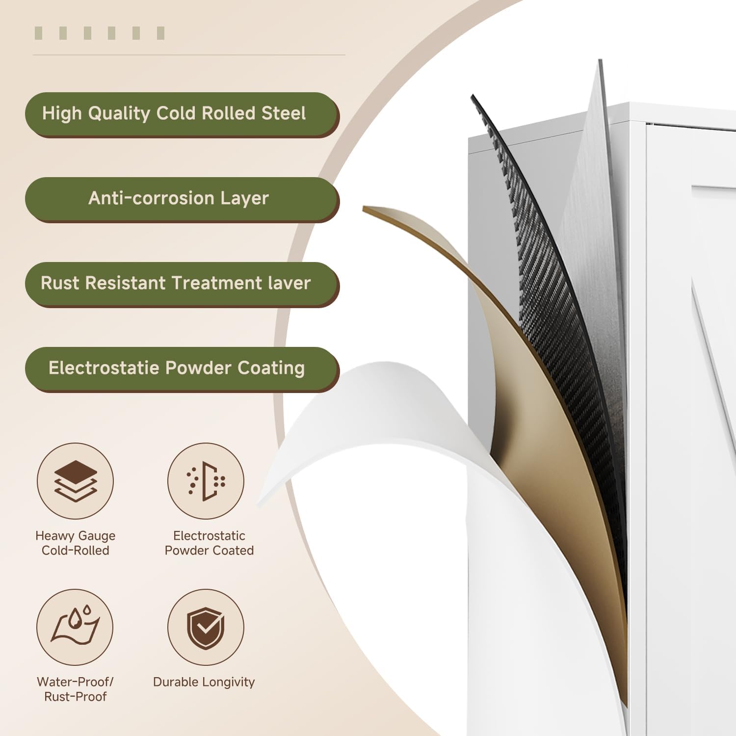 Storage Cabinet with Doors and Shelves,Small Freestanding Bathroom Floor Metal Cabinets -White