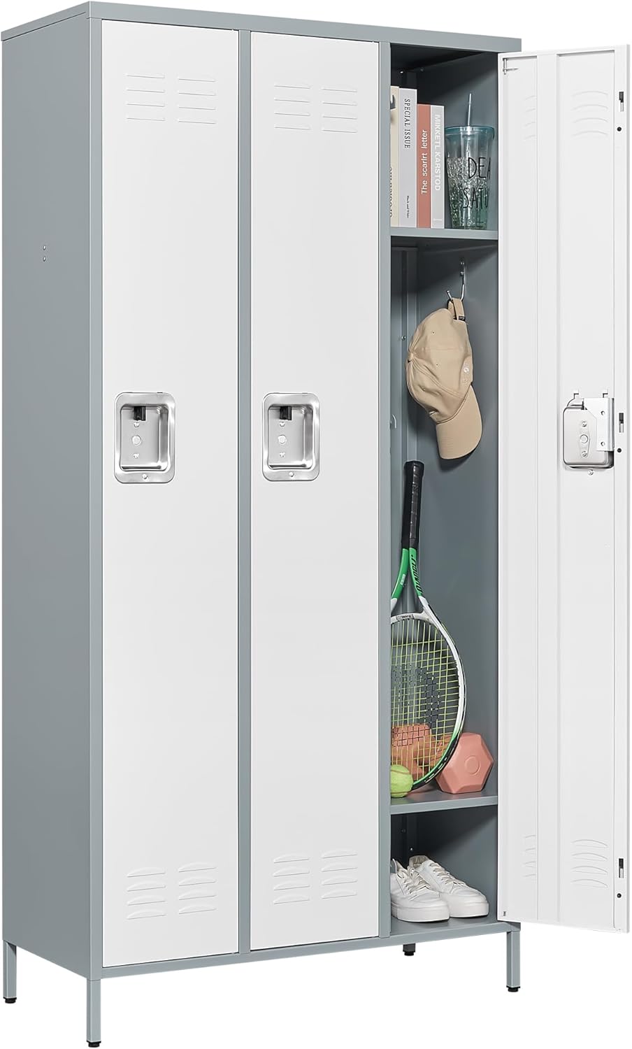 Metal Lockers for Employees-6 Door Storage Locker with Shelves and Lockable Steel Cabinet for School,Gym,Office,Staff (Gray, 6 Door)