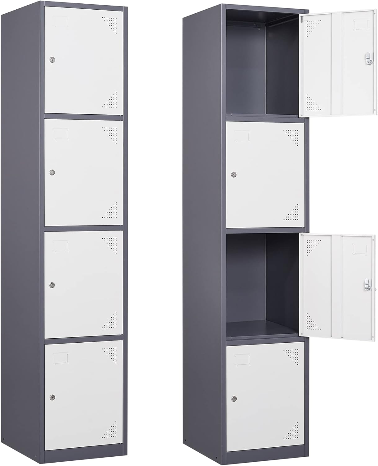 Metal Lockers for Employees,71" Steel Storage Cabinet with 6 Door Lockable for Office Staff,Home,Gym,School (Grey White)