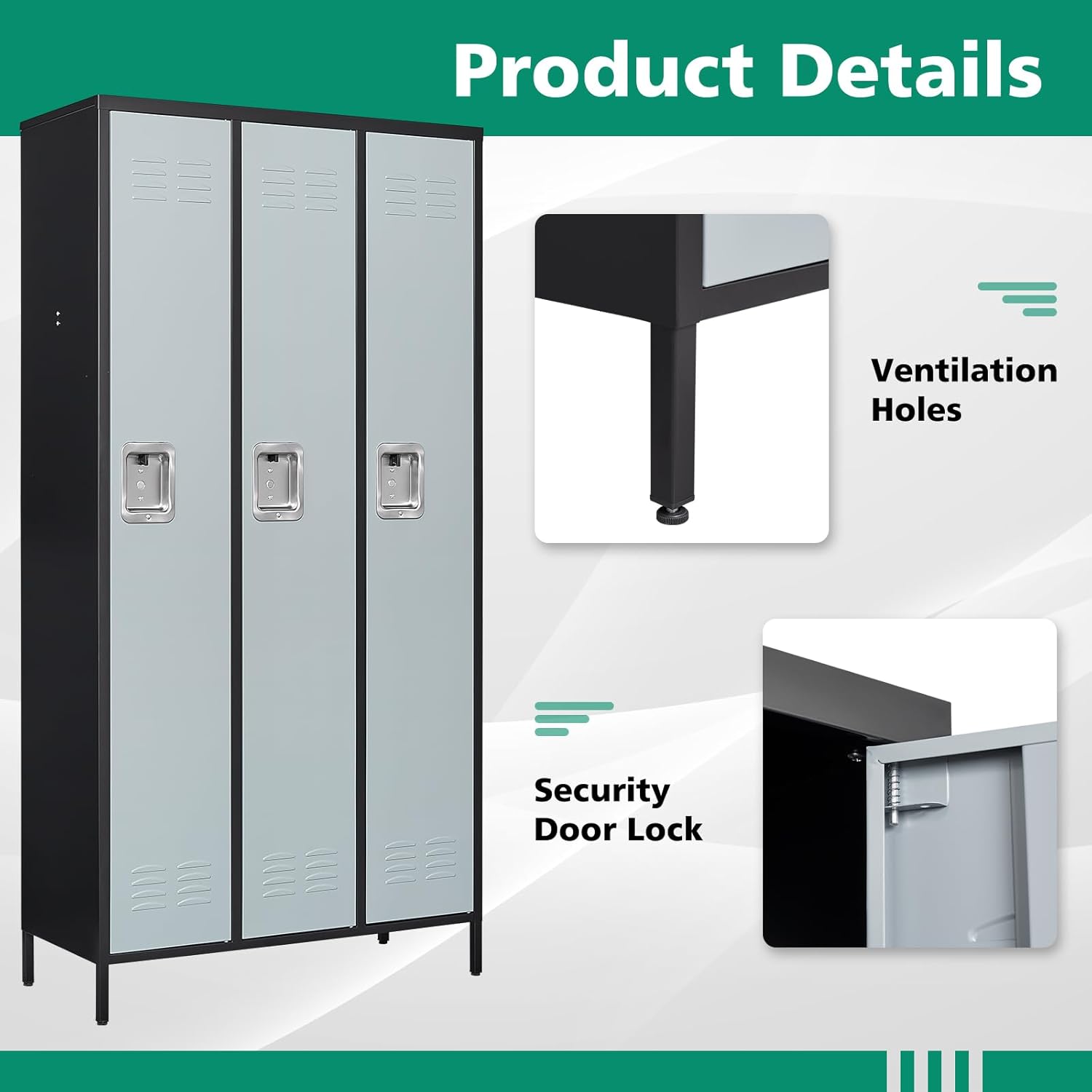 Metal Lockers for Employees-6 Door Storage Locker with Shelves and Lockable Steel Cabinet for School,Gym,Office,Staff (Gray, 6 Door)