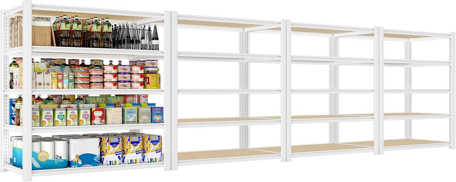 5-Tier Adjustable Metal Shelving Unit, Heavy Duty Utility Storage Rack for Kitchen, Pantry & Closet, 36"W x 16"D x 72"H, White