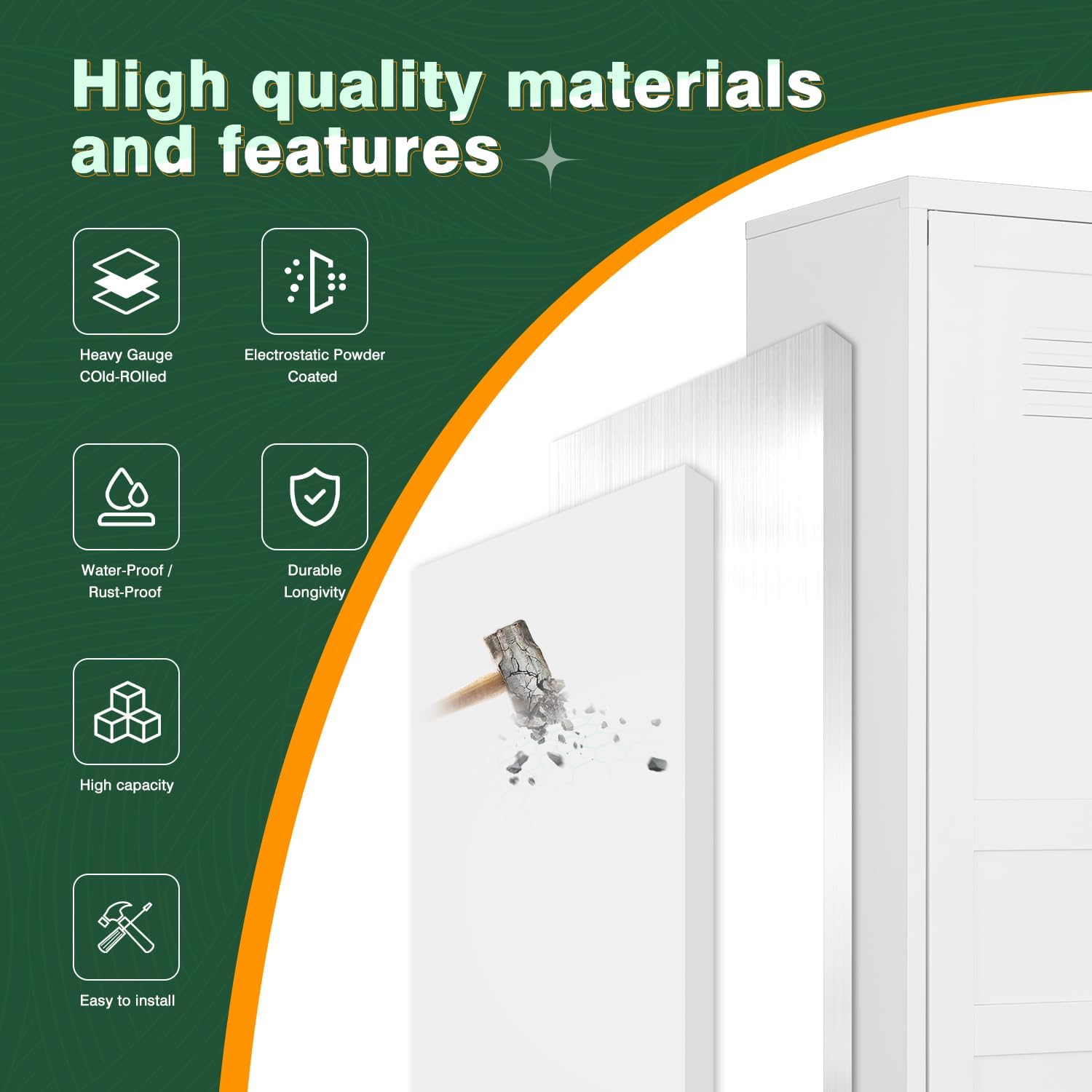 Storage Cabinet with Doors and Shelves,Small Freestanding Bathroom Floor Metal Cabinets -White