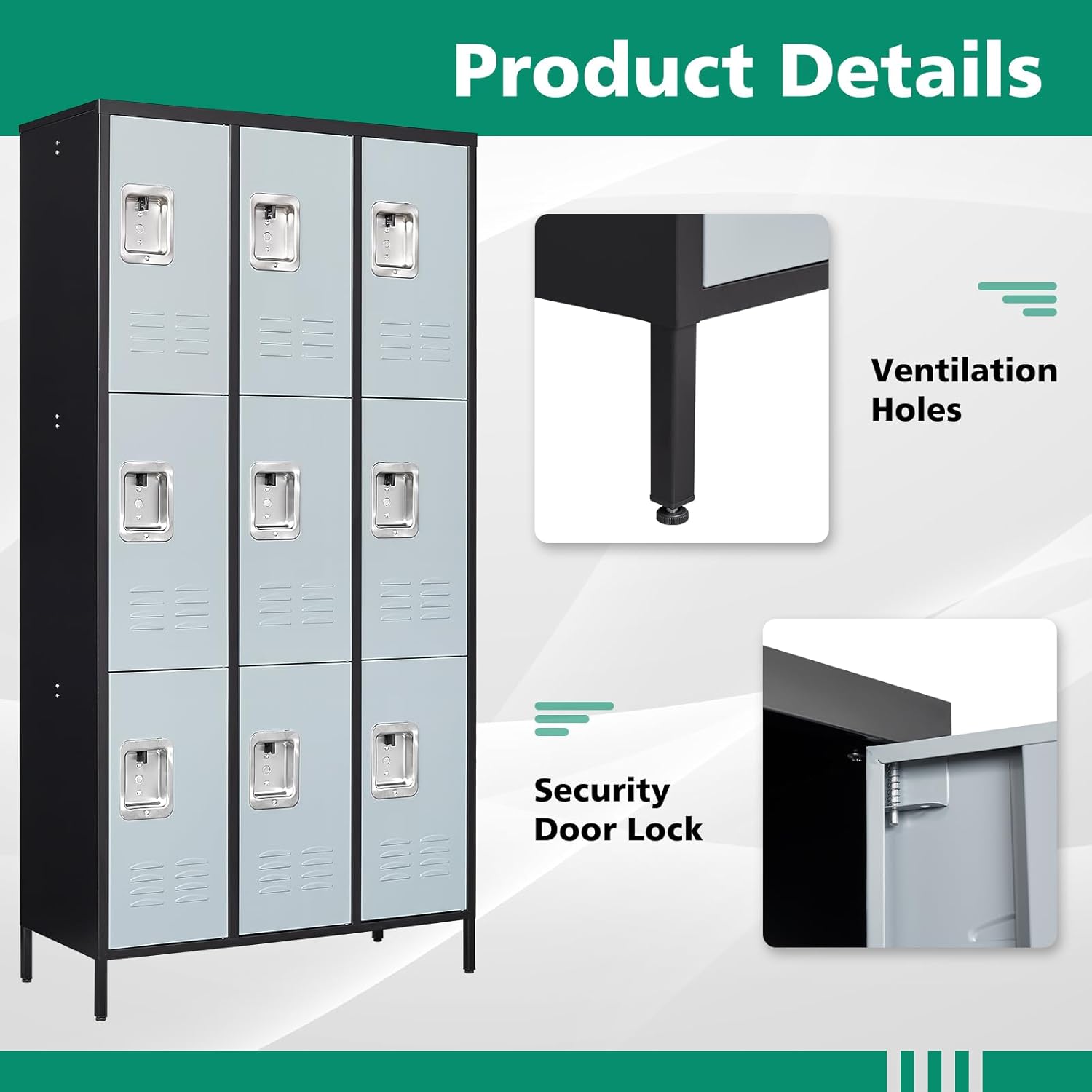 Metal Lockers for Employees-6 Door Storage Locker with Shelves and Lockable Steel Cabinet for School,Gym,Office,Staff (Gray, 6 Door)