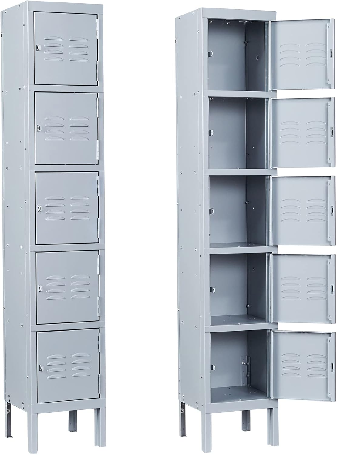Storage Lockers with Lock Door,Metal Storage Cabinet 4 Tier for Employees, School,Gym, Home,Office(4 Door-Gray)