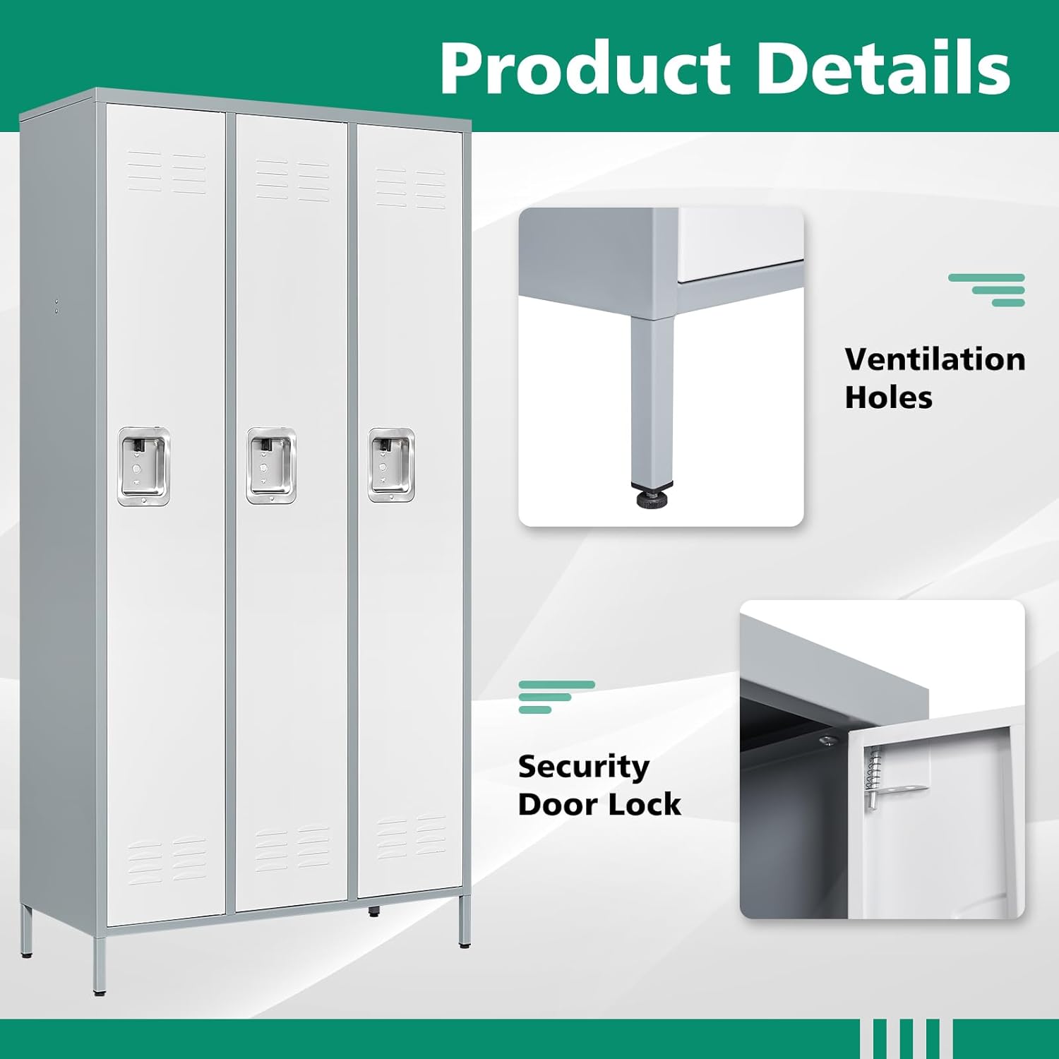 Metal Lockers for Employees-6 Door Storage Locker with Shelves and Lockable Steel Cabinet for School,Gym,Office,Staff (Gray, 6 Door)