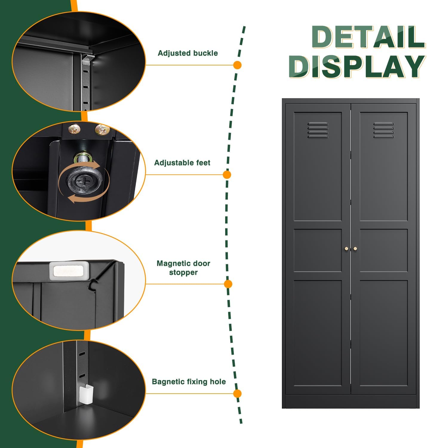 Storage Cabinet with Doors and Shelves,Small Freestanding Bathroom Floor Metal Cabinets -White