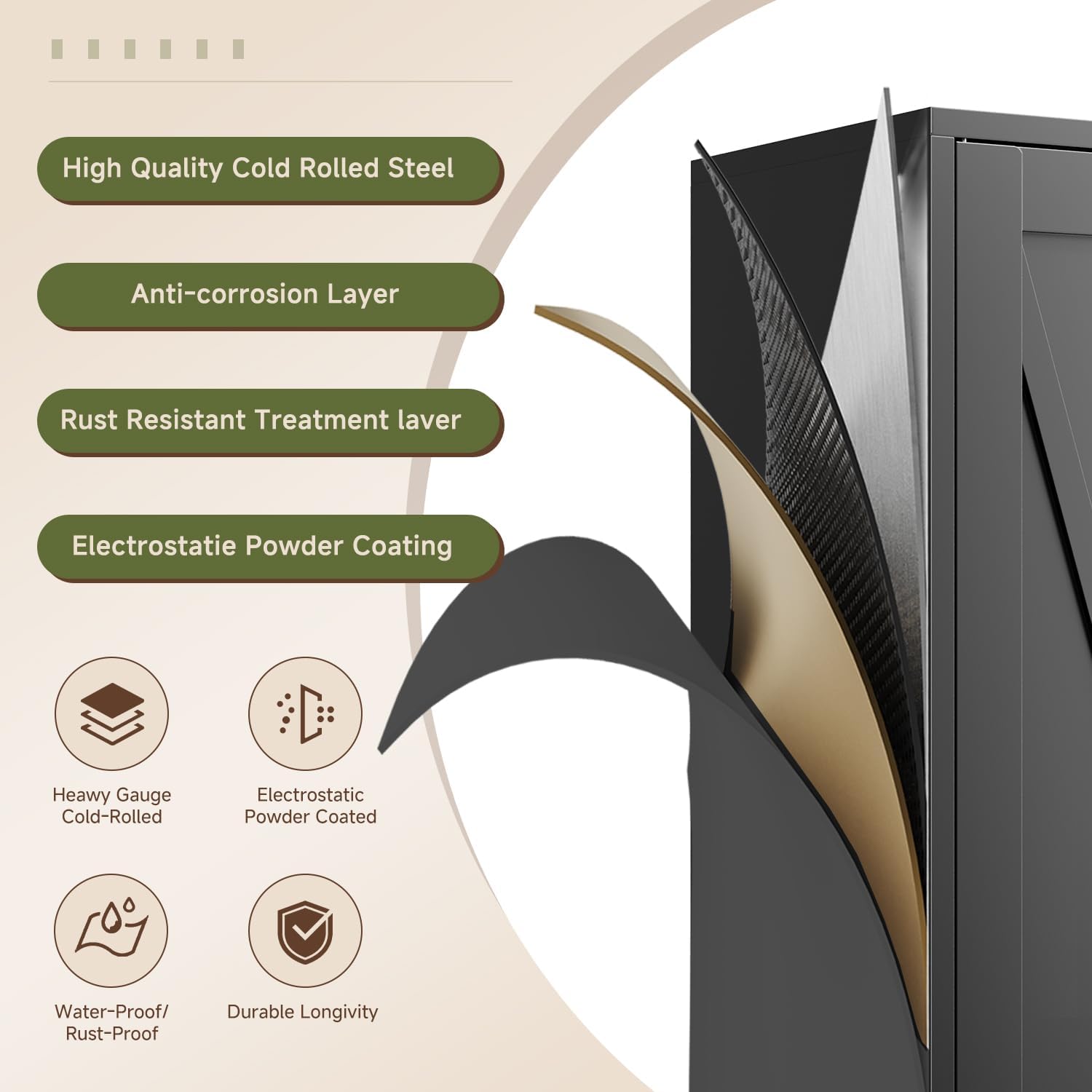 Storage Cabinet with Doors and Shelves,Small Freestanding Bathroom Floor Metal Cabinets -White