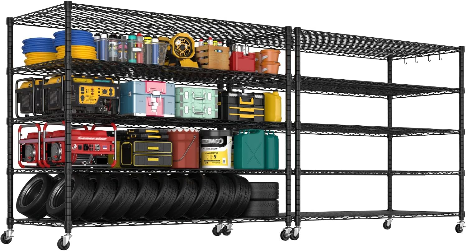 6-Tier Heavy Duty Wire Shelving with Wheels, Adjustable NSF-Certified Steel Storage Rack for Kitchen, Garage & Laundry, 36"W x 16"D x 79"H