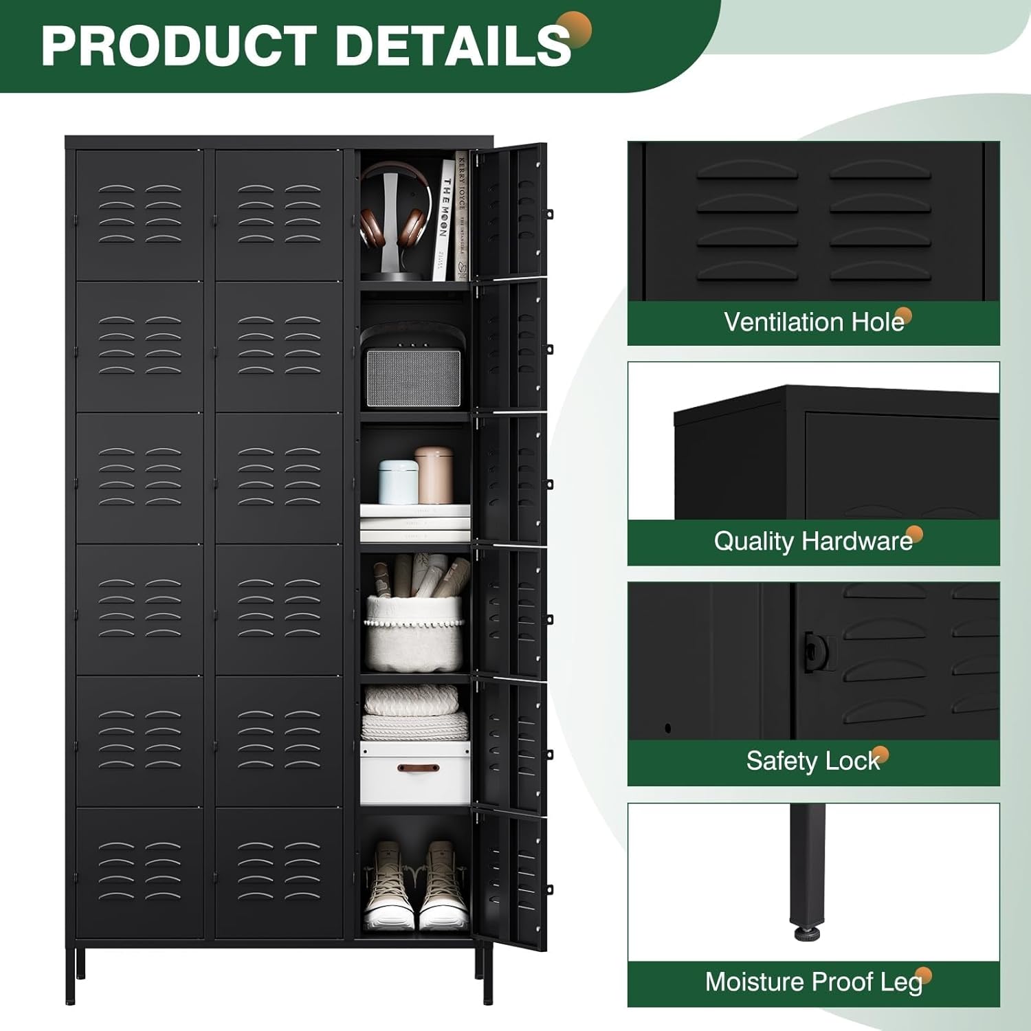 Metal Lockers for Employees-6 Door Storage Locker with Shelves and Lockable Steel Cabinet for School,Gym,Office,Staff (Gray, 6 Door)
