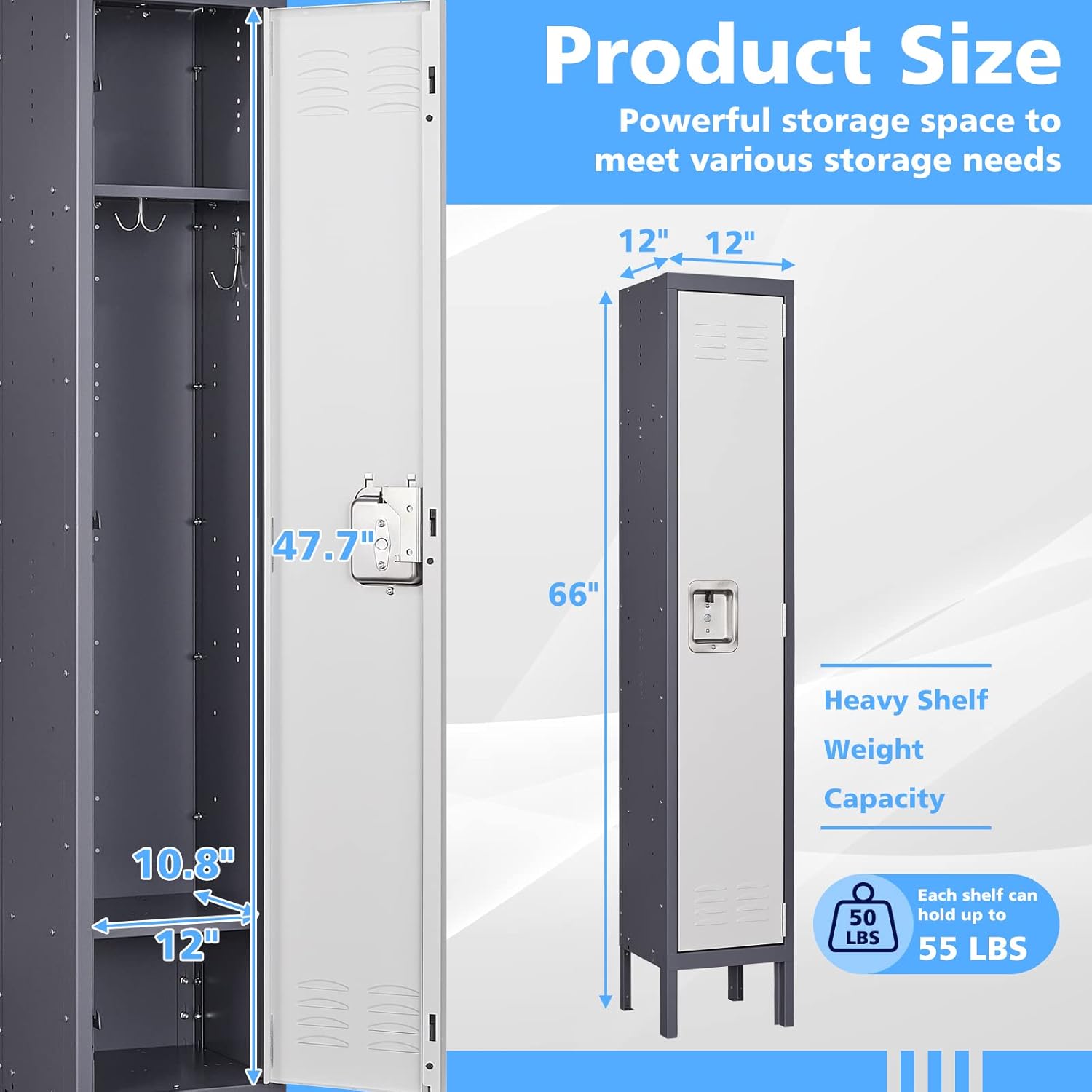 Storage Lockers with Lock Door,Metal Storage Cabinet 4 Tier for Employees, School,Gym, Home,Office(4 Door-Gray)
