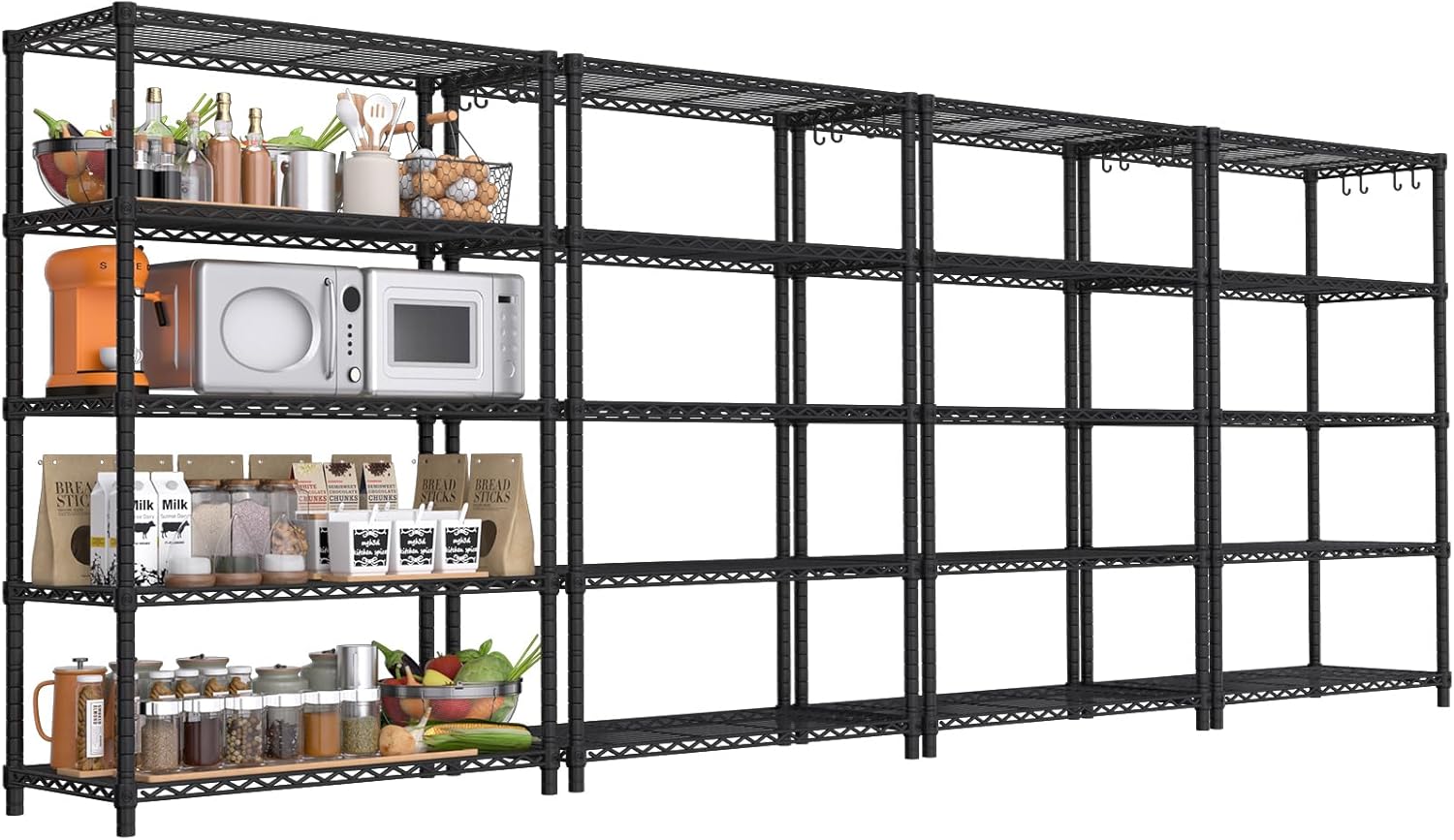5-Tier Heavy Duty Wire Shelving Unit, Adjustable NSF-Certified Steel Storage Rack for Garage, Kitchen & Pantry, 35.5"W x 14"D x 72"H, Black
