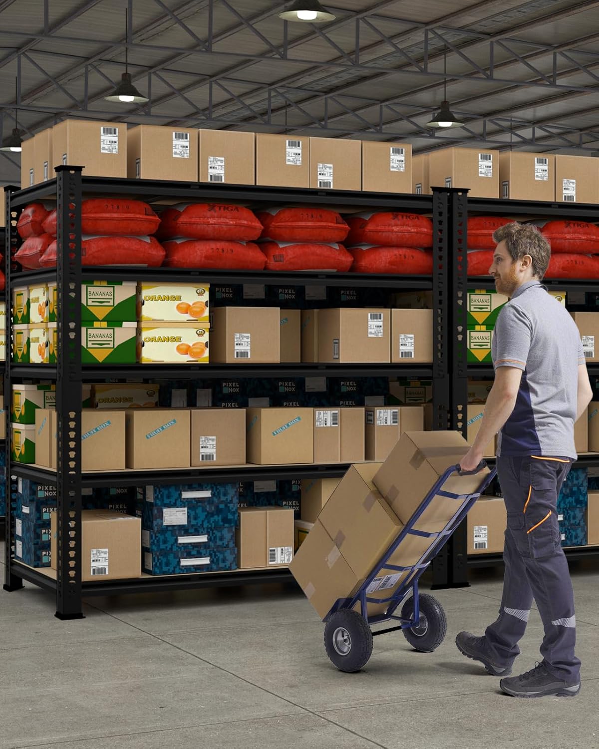 Adjustable Heavy Duty Metal Shelving Unit for Garage, Pantry & Basement Storage, 48"W x 24"D x 72"H, Black