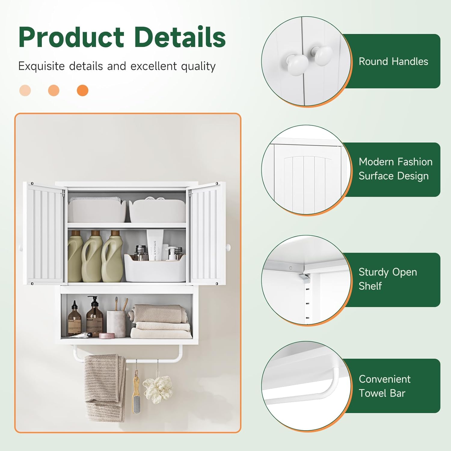 Metal Bathroom Wall Cabinet with 2 Doors,Medicine Cabinet with Towel Rack,Wall Mounted Storage Cabinet (Black)