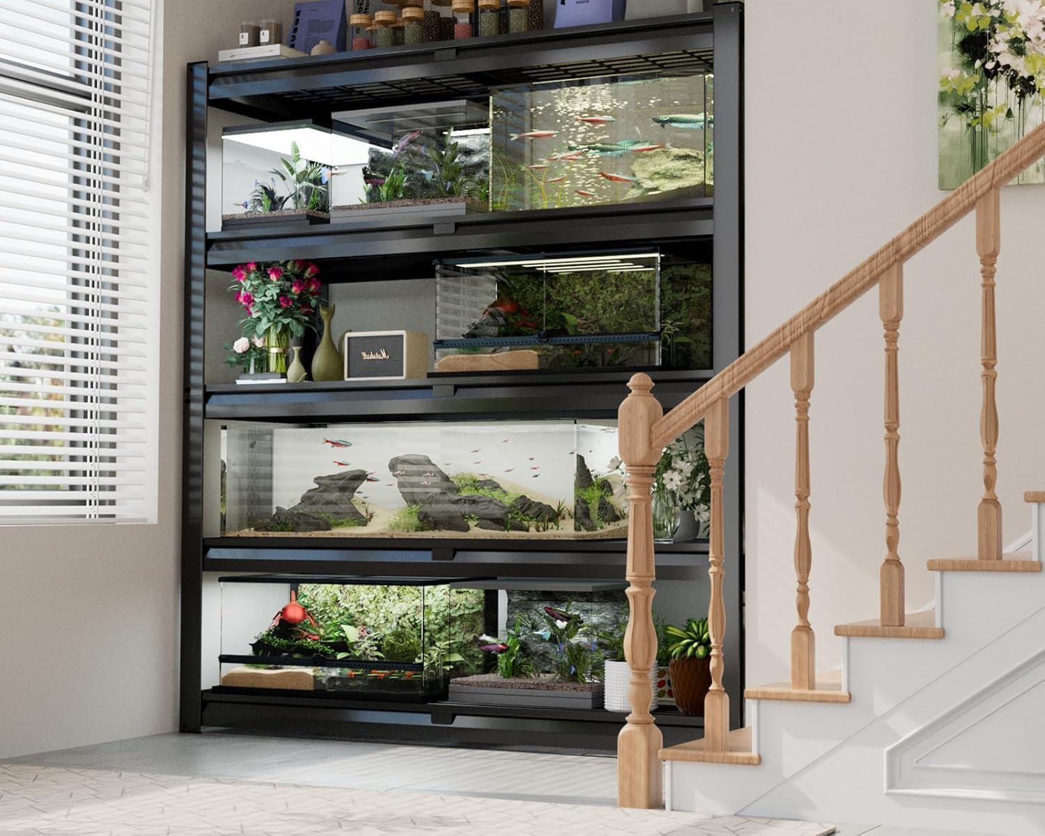 4-Tier Heavy Duty Metal Wire Shelving, Adjustable 2200 lbs Garage Storage Rack for Basement, Pantry & Warehouse, 40"W x 20"D x 60"H