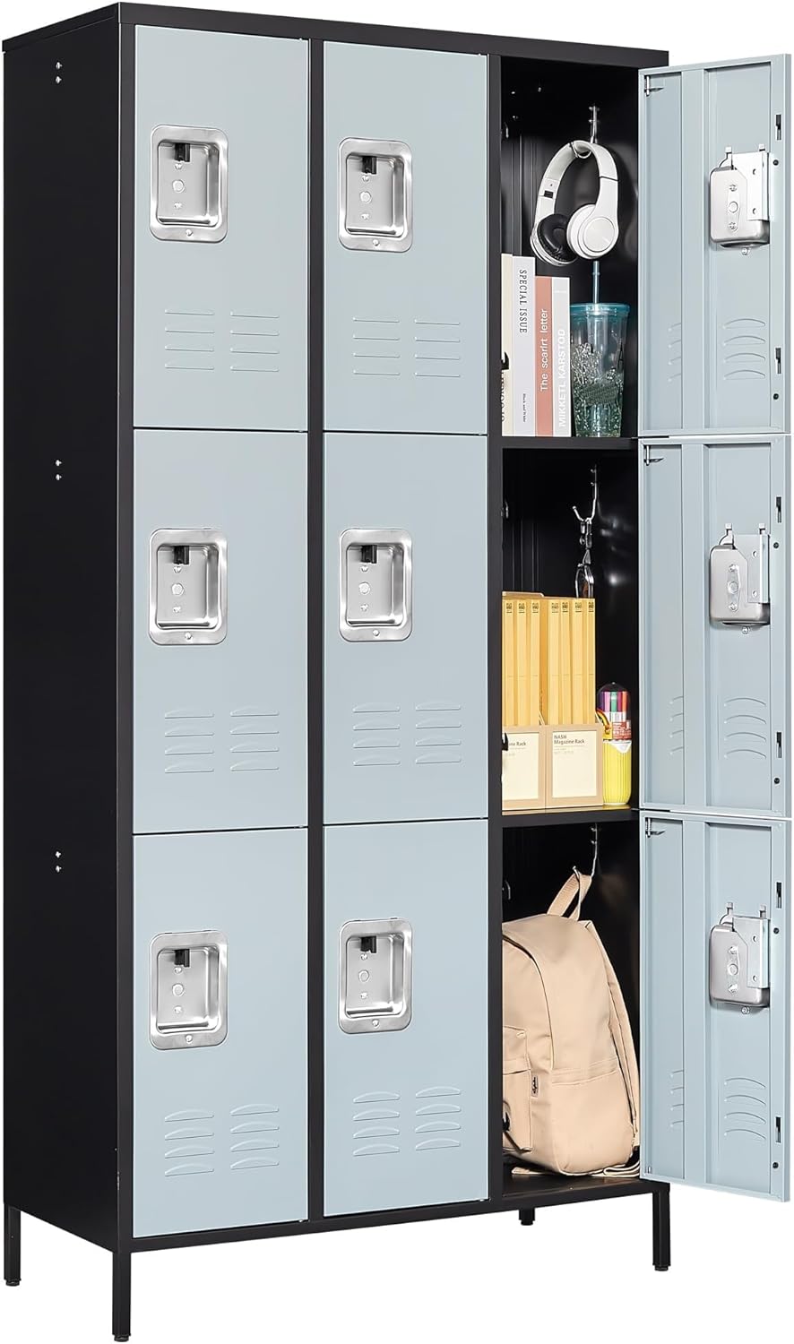 Metal Lockers for Employees-6 Door Storage Locker with Shelves and Lockable Steel Cabinet for School,Gym,Office,Staff (Gray, 6 Door)