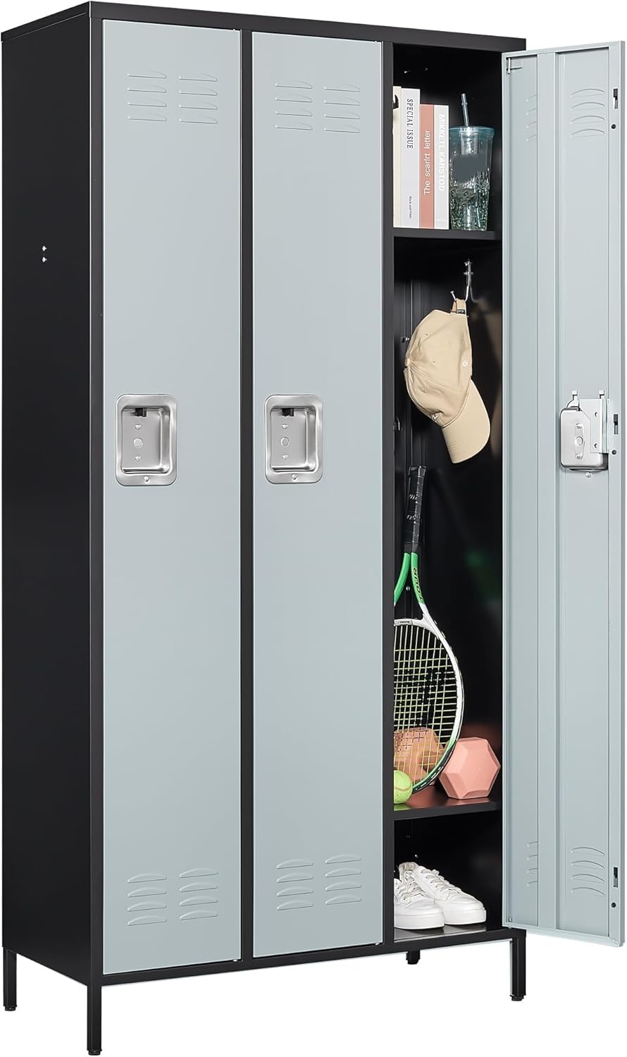 Metal Lockers for Employees-6 Door Storage Locker with Shelves and Lockable Steel Cabinet for School,Gym,Office,Staff (Gray, 6 Door)