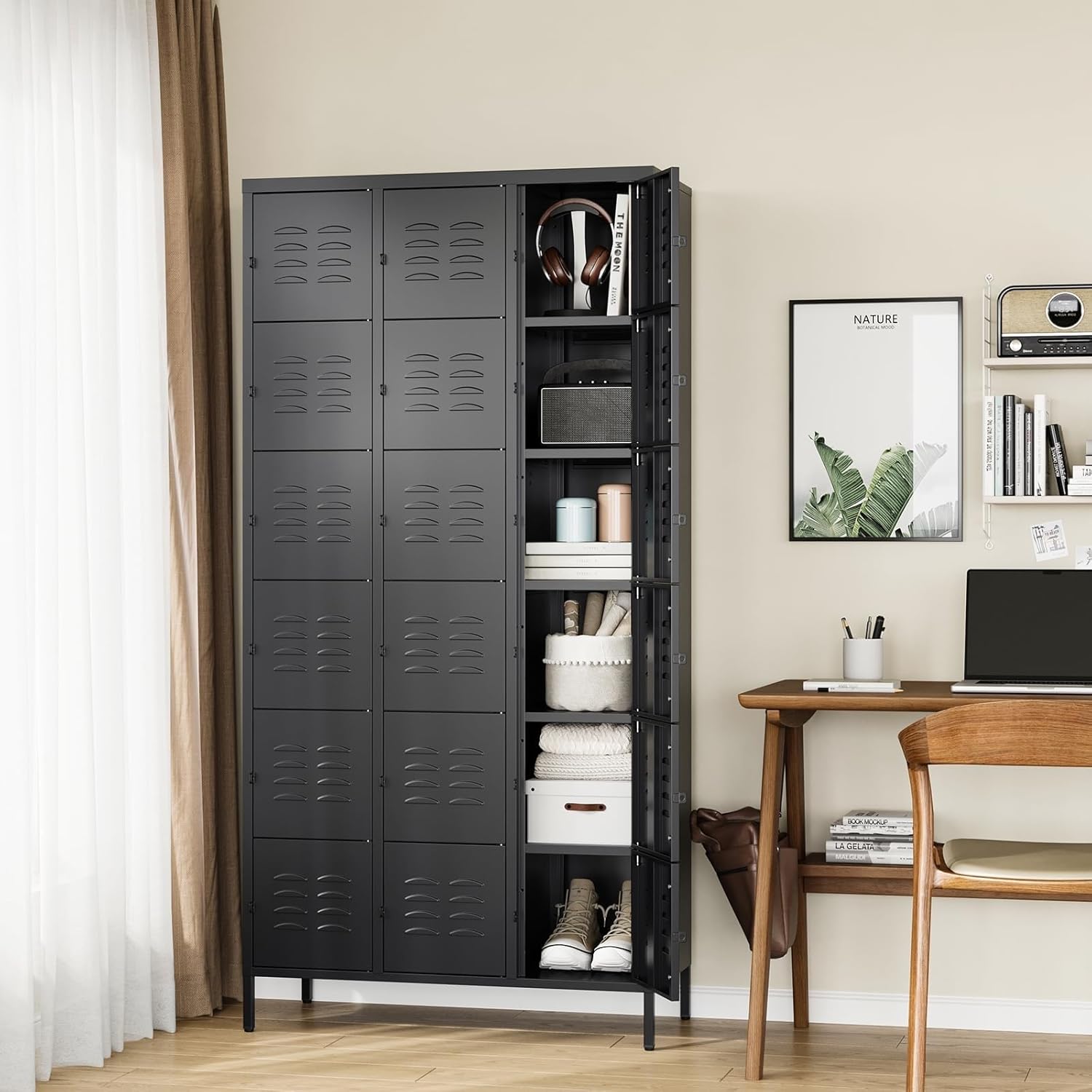 Metal Lockers for Employees-6 Door Storage Locker with Shelves and Lockable Steel Cabinet for School,Gym,Office,Staff (Gray, 6 Door)