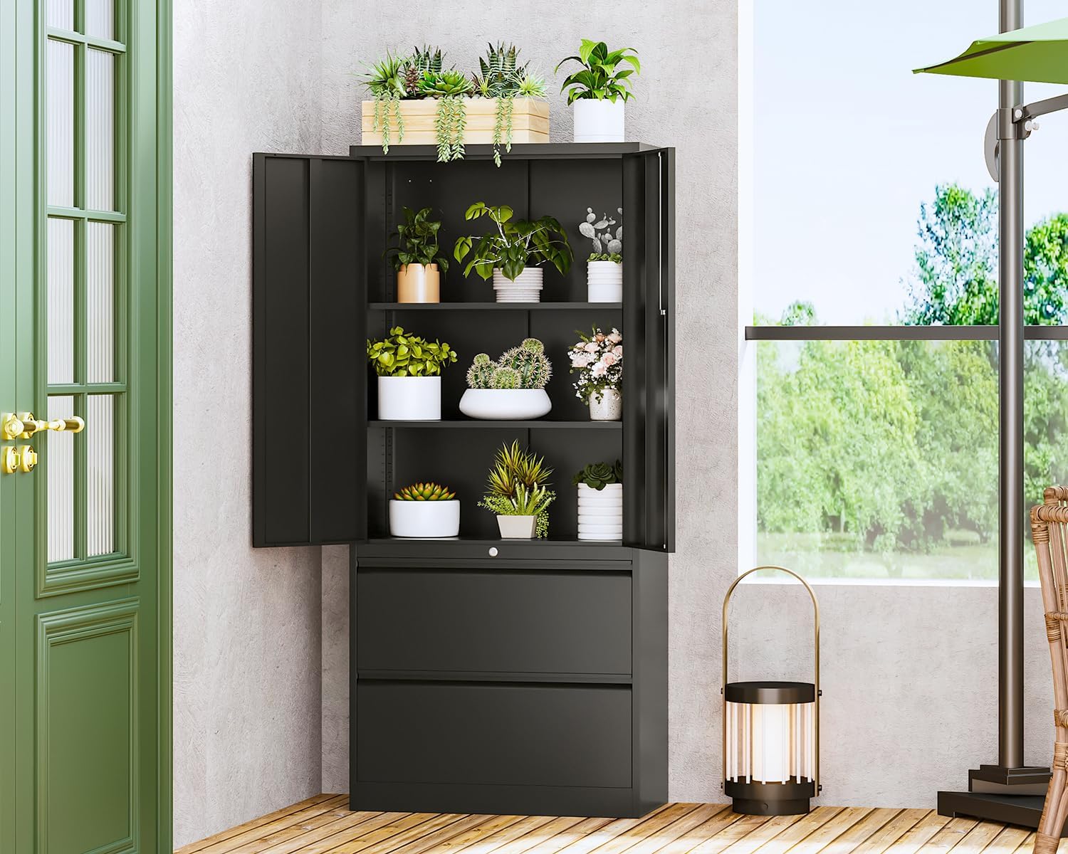 Metal Storage Cabinets for Home Office,File Cabinet-2 Drawers with Lock and Adjustable Shelves-Hang Legal/Letter/A4/F4 Size Filing-White