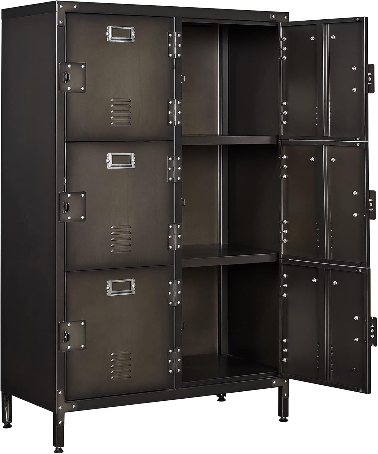 Metal Storage Locker,47" Steel Retro Cabinets 6 Doors Lockable,Adjustable Feet Organizer Cabinets for Employees Home Office School Gym (6 Door)