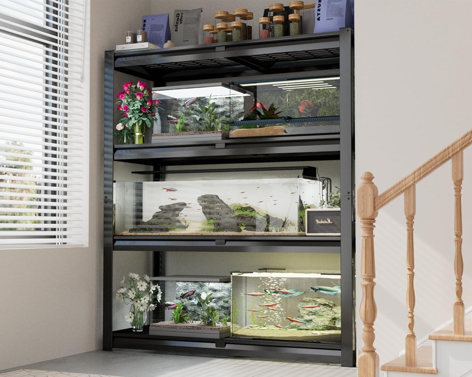 4-Tier Heavy Duty Metal Wire Shelving, Adjustable 2200 lbs Garage Storage Rack for Basement, Pantry & Warehouse, 40"W x 20"D x 60"H