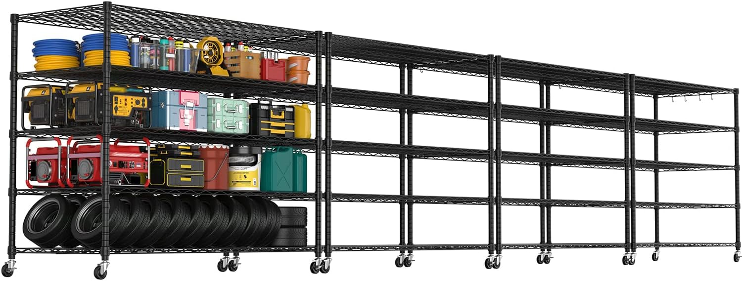 6-Tier Heavy Duty Wire Shelving with Wheels, Adjustable NSF-Certified Steel Storage Rack for Kitchen, Garage & Laundry, 36"W x 16"D x 79"H