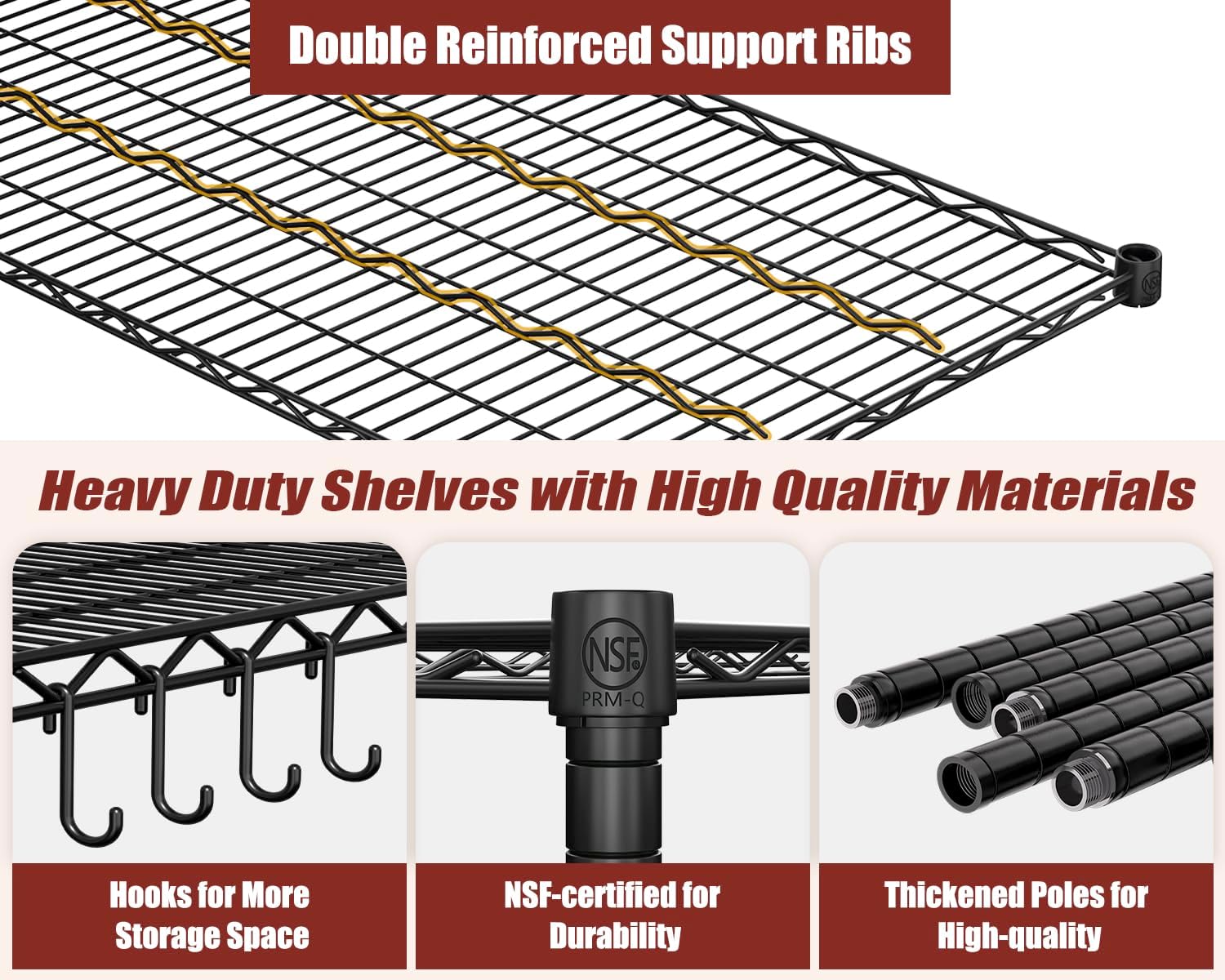 4-Tier Heavy Duty Wire Shelving with Wheels, Adjustable NSF-Certified Rolling Storage Rack for Garage & Pantry, 60"W x 24"D x 76"H