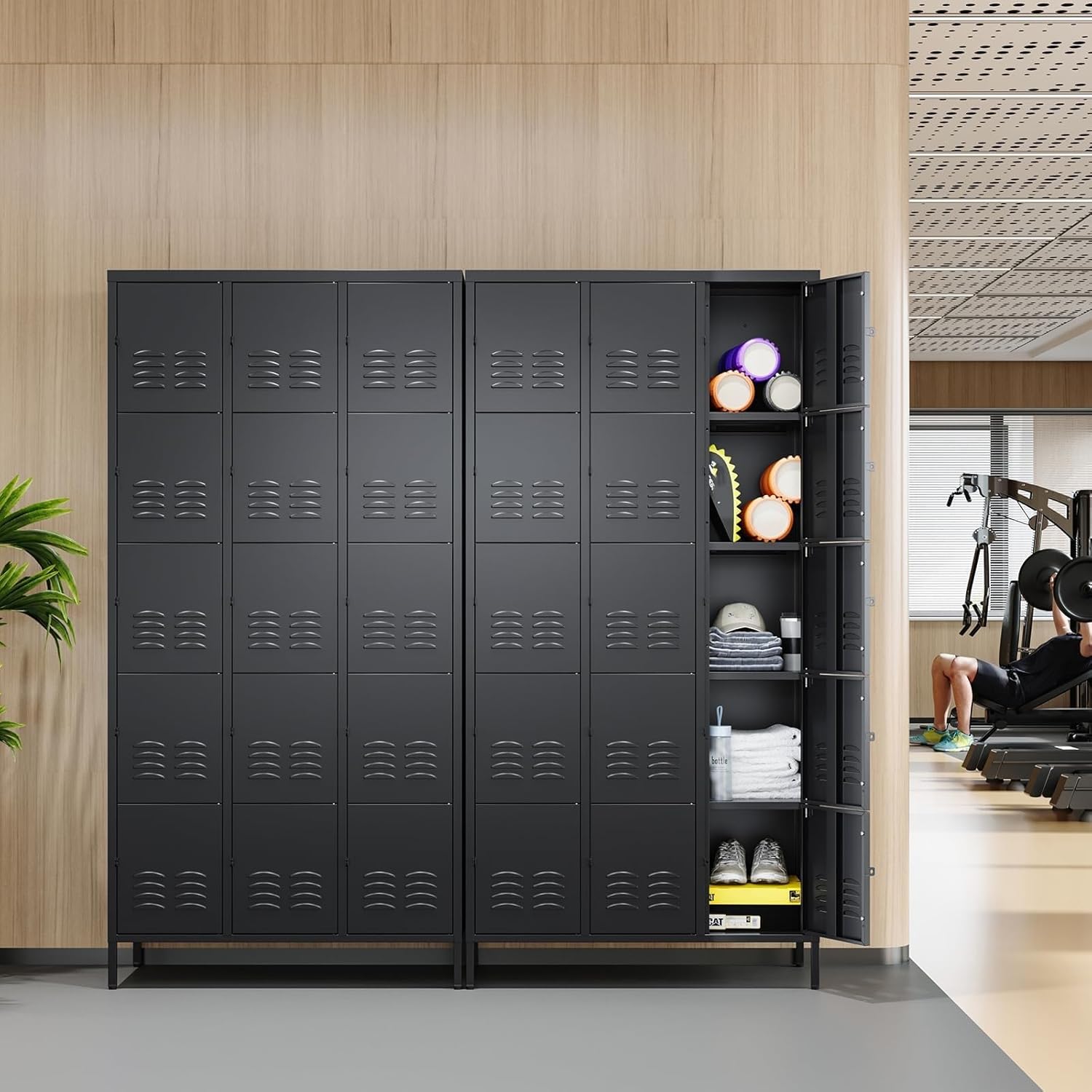 Metal Lockers for Employees-6 Door Storage Locker with Shelves and Lockable Steel Cabinet for School,Gym,Office,Staff (Gray, 6 Door)