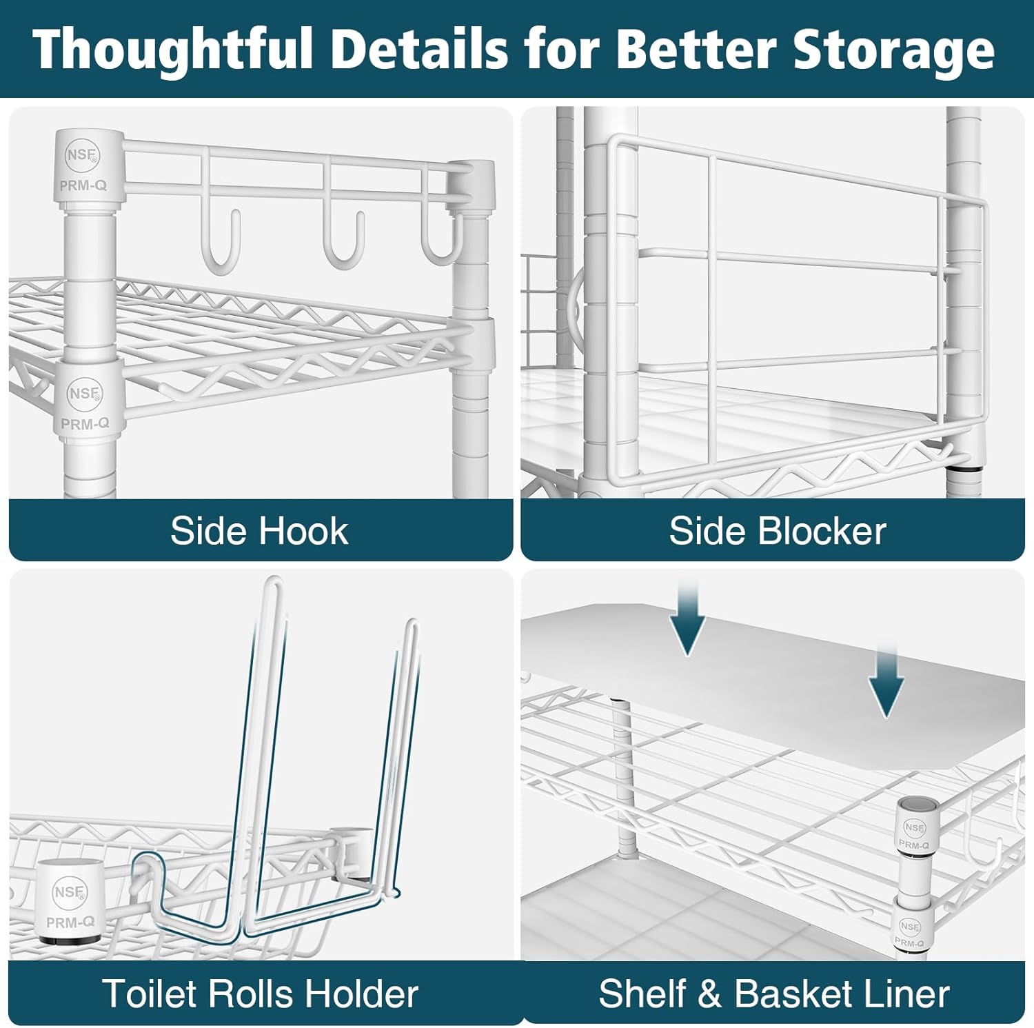 4-Tier Over-the-Toilet Storage Rack, Adjustable Freestanding Bathroom Shelf Organizer with Hooks for Bathroom & Laundry, Black