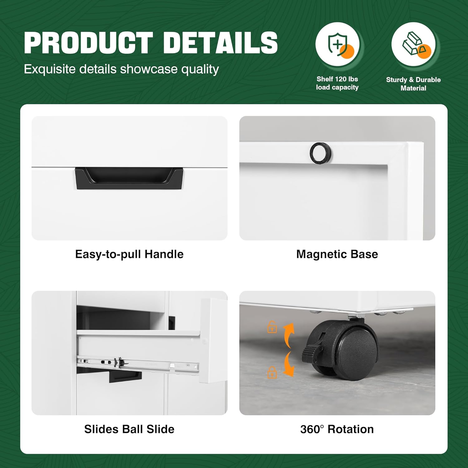 5 Drawer Storage Cabinet, Mobile Printer Stand for Home Office,Dresser Chest with Shelves and Door(Black)