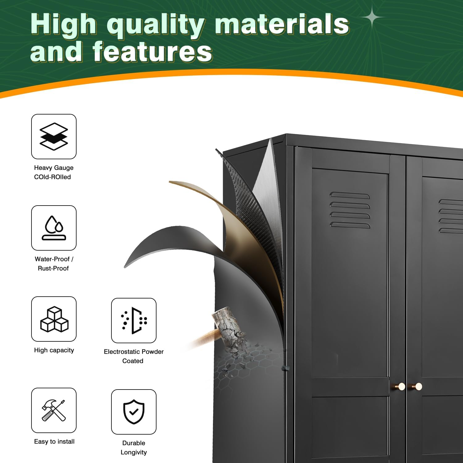 Storage Cabinet with Doors and Shelves,Small Freestanding Bathroom Floor Metal Cabinets -White