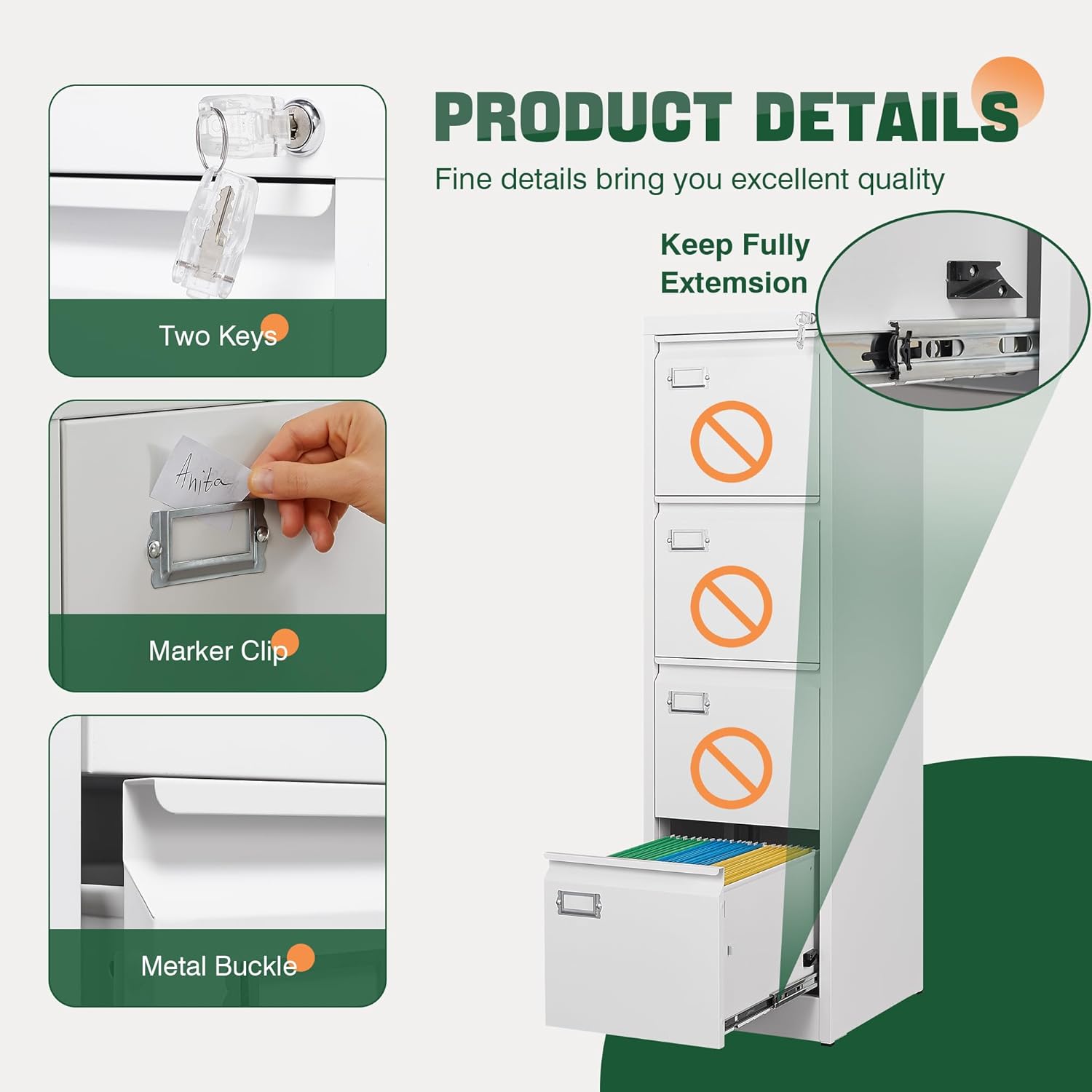 2 Drawer File Cabinet with Lock,Metal Office Small Filing Cabinets for Home Office,Storage Letter,Black-Easy Assemble