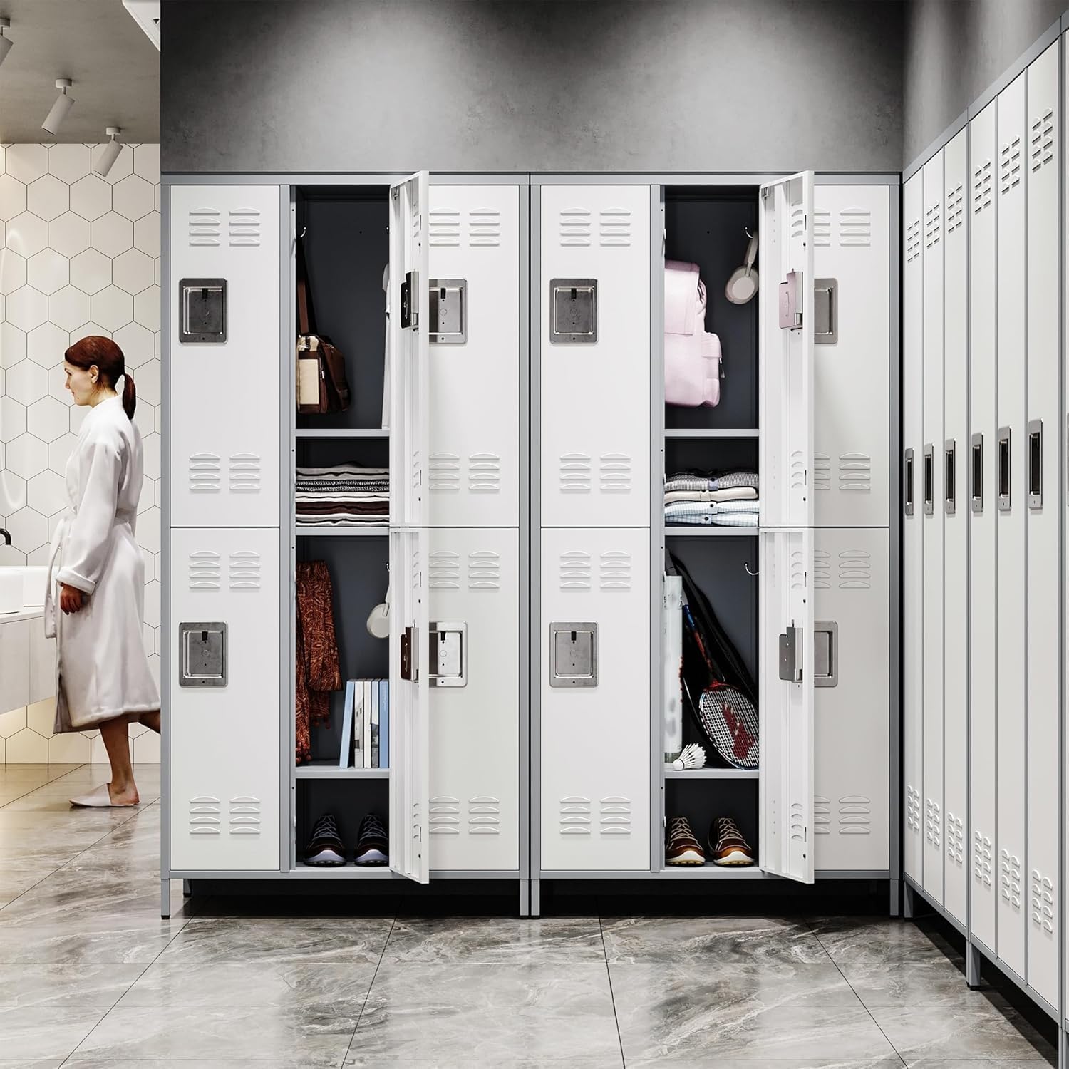 Metal Lockers for Employees-6 Door Storage Locker with Shelves and Lockable Steel Cabinet for School,Gym,Office,Staff (Gray, 6 Door)