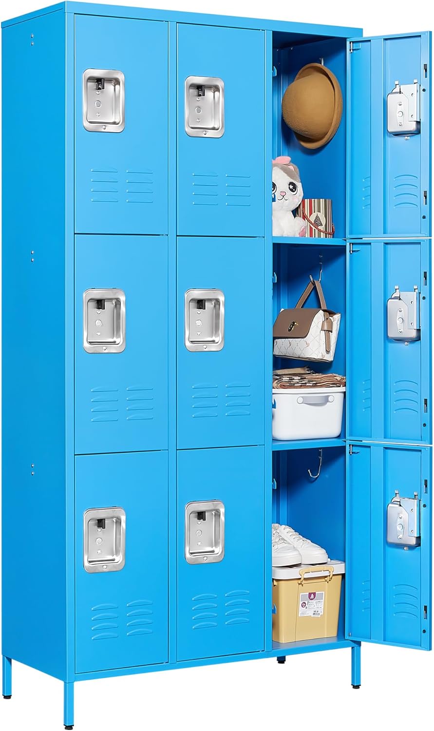 Metal Lockers for Employees-6 Door Storage Locker with Shelves and Lockable Steel Cabinet for School,Gym,Office,Staff (Gray, 6 Door)