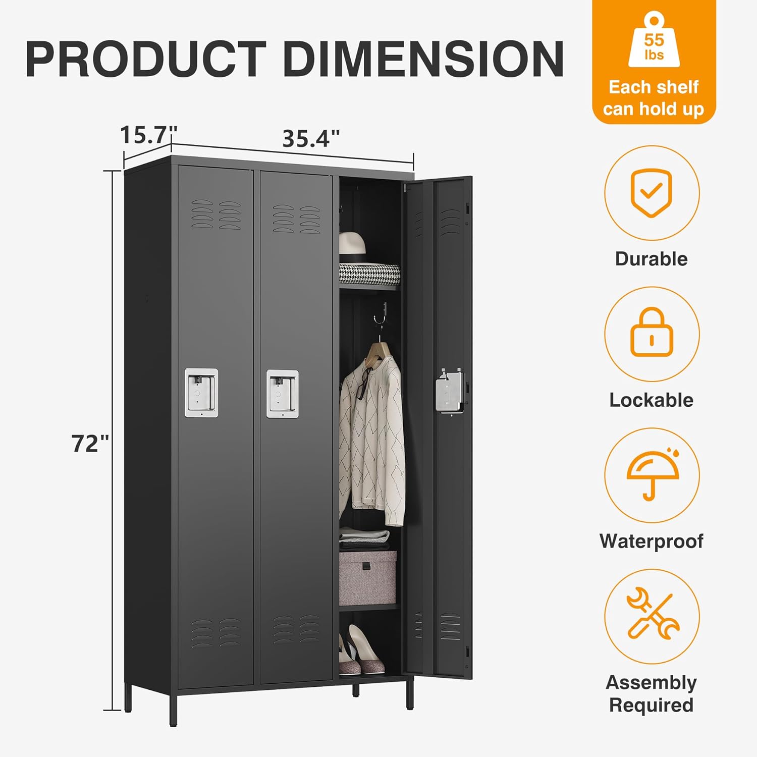 Metal Lockers for Employees-6 Door Storage Locker with Shelves and Lockable Steel Cabinet for School,Gym,Office,Staff (Gray, 6 Door)