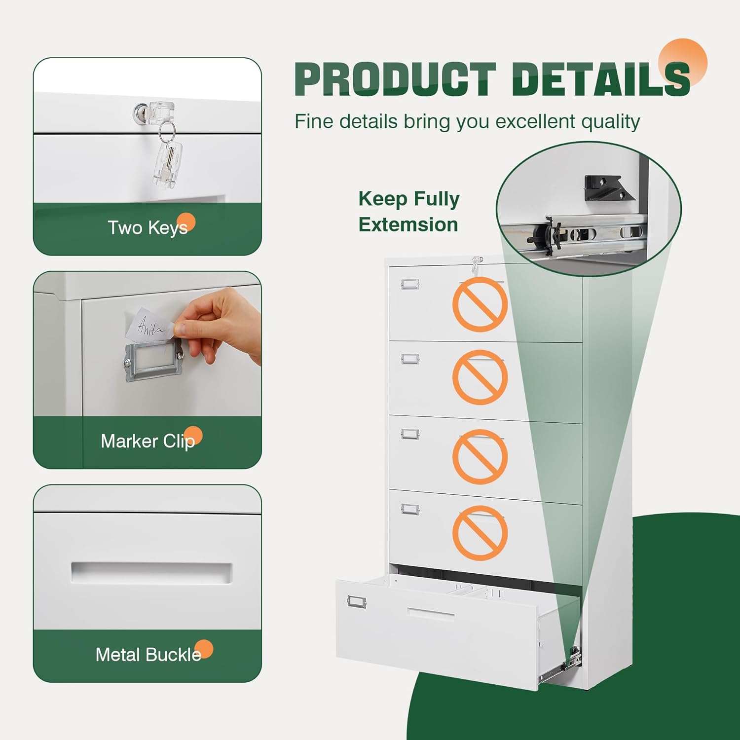 Metal Lateral File Cabinets with Lock,2 Drawer Steel Wide Filing Organization Storage Cabinets,Home Office Furniture for Hanging Files Letter/Legal/F4/A4 Size (Blcak-2 Drawer)