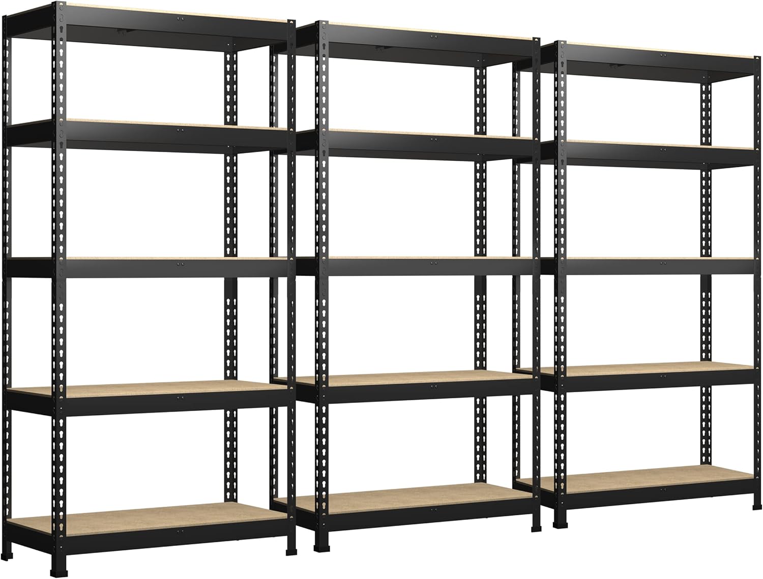 Adjustable Heavy Duty Metal Shelving Unit for Garage, Pantry & Basement Storage, 48"W x 24"D x 72"H, Black