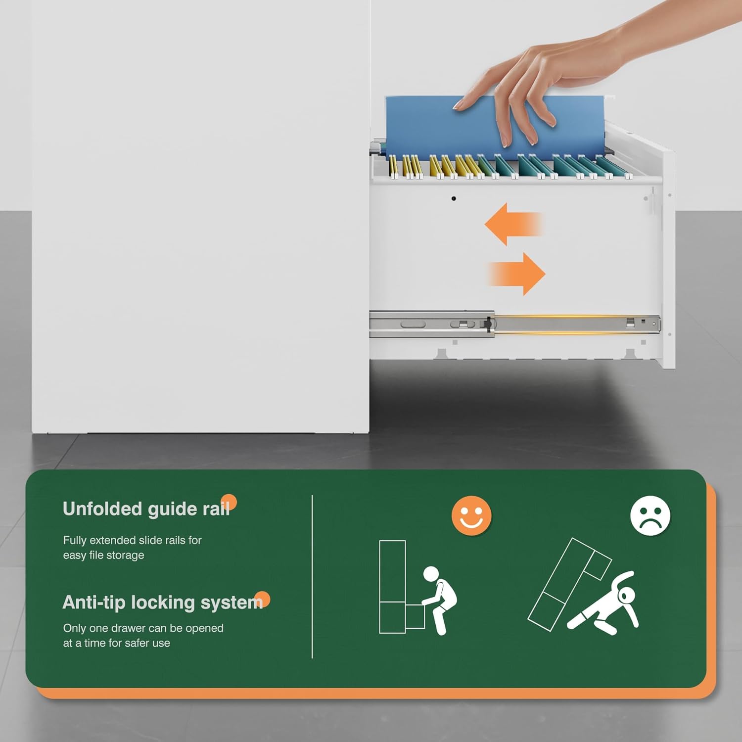 Metal Lateral File Cabinets with Lock,2 Drawer Steel Wide Filing Organization Storage Cabinets,Home Office Furniture for Hanging Files Letter/Legal/F4/A4 Size (Blcak-2 Drawer)